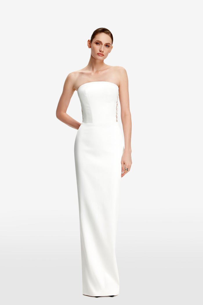 Satin corset maxi dress with lacing – Rasario