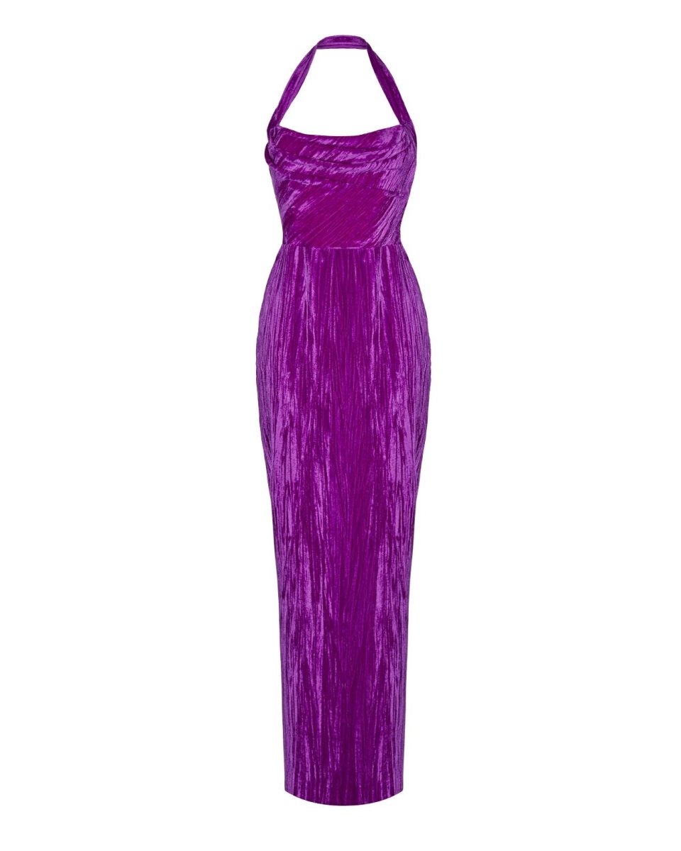 Draped velvet maxi dress 40 (FR) / Purple Draped velvet maxi dress 40 (FR) / Purple