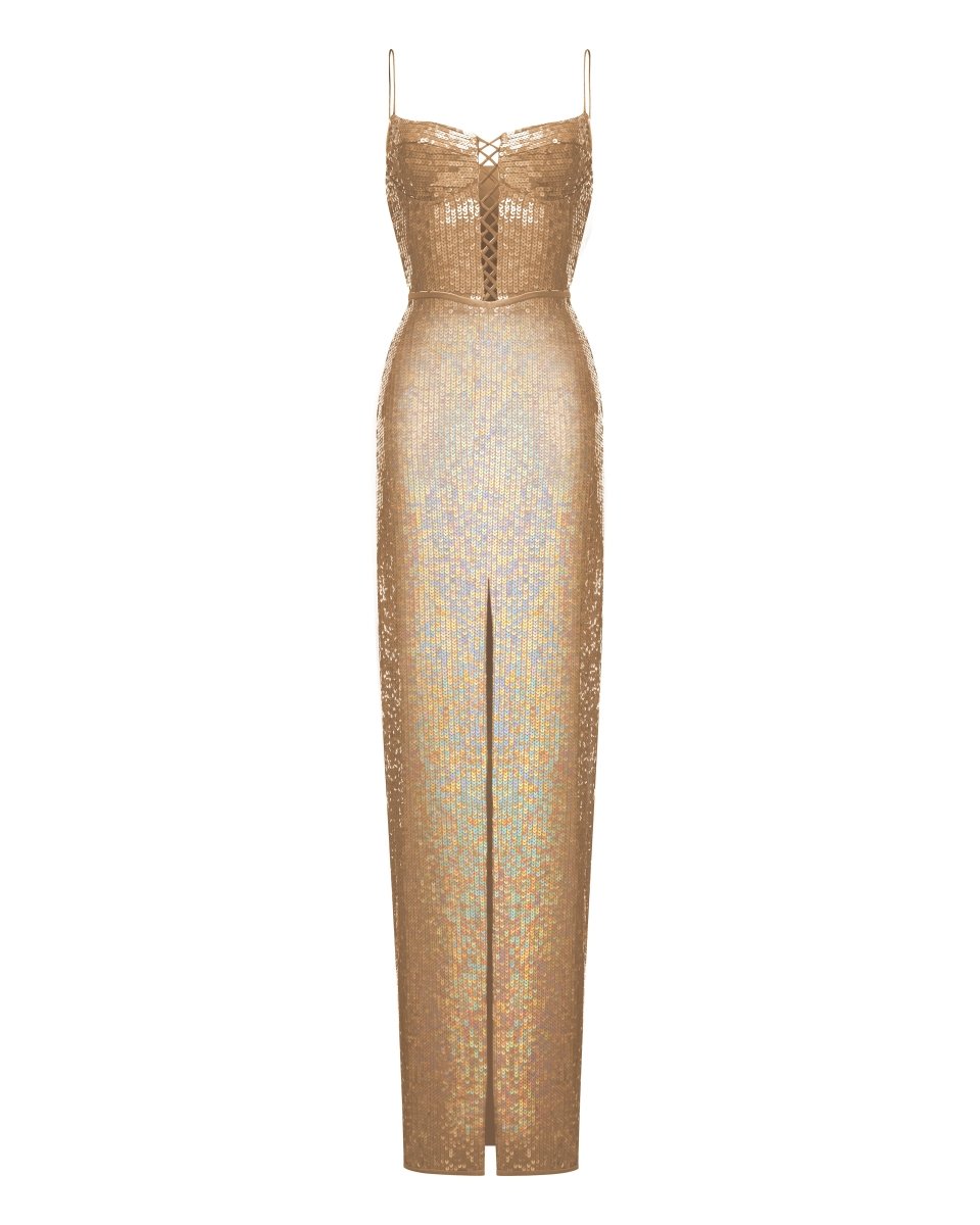 slim fit dress slacks Rose Gold Sequin Mermaid Long Bridesmaid Dress, Maid of honor Dresses, MB150 main image 0