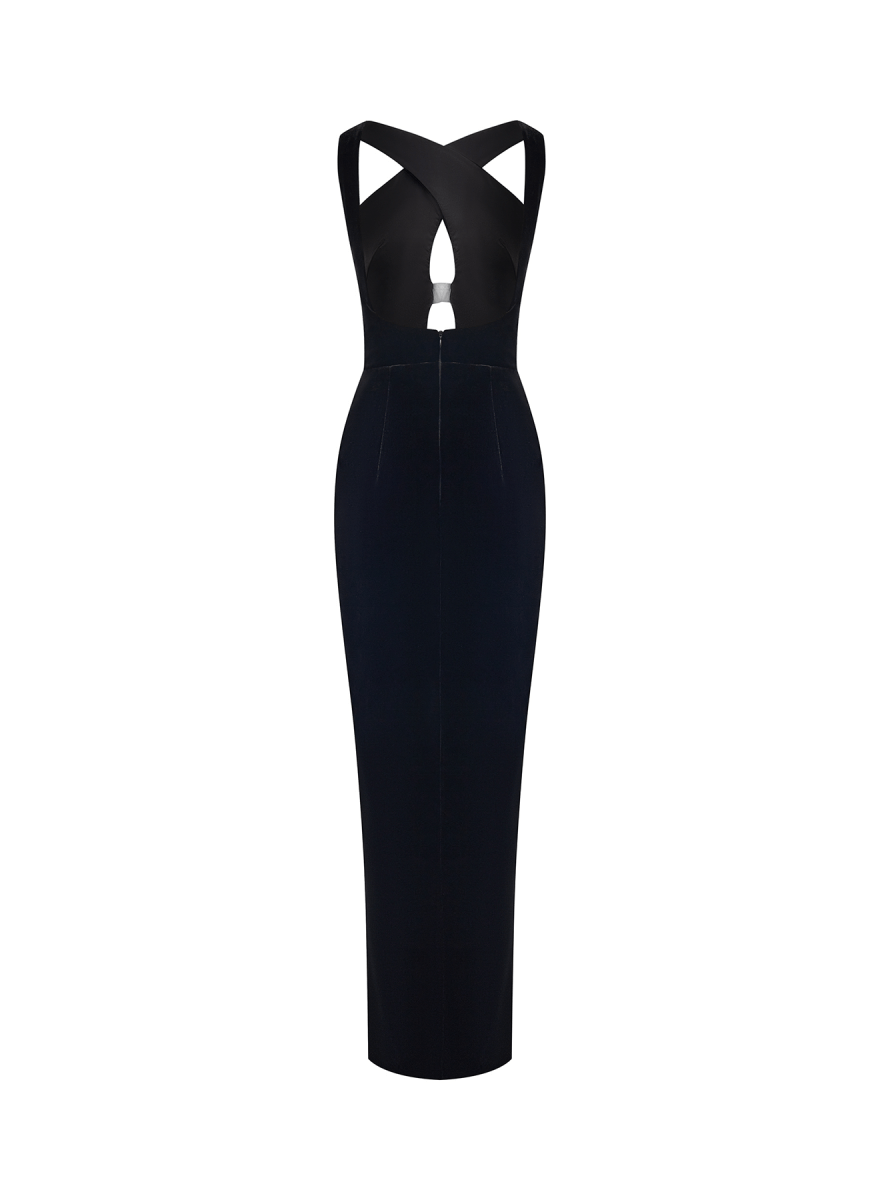 Velvet maxi dress with bows and cutouts – Rasario