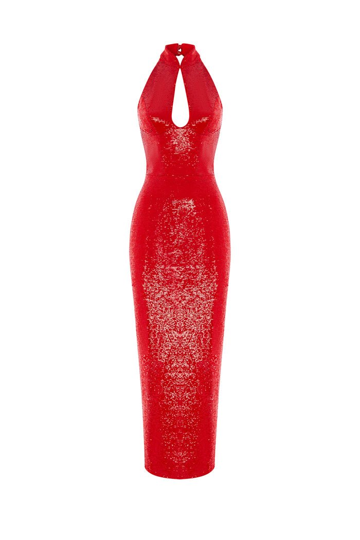 Sequinned Midi Dress with Cutout 38 (FR) / Red Sequinned Midi Dress with Cutout 38 (FR) / Red
