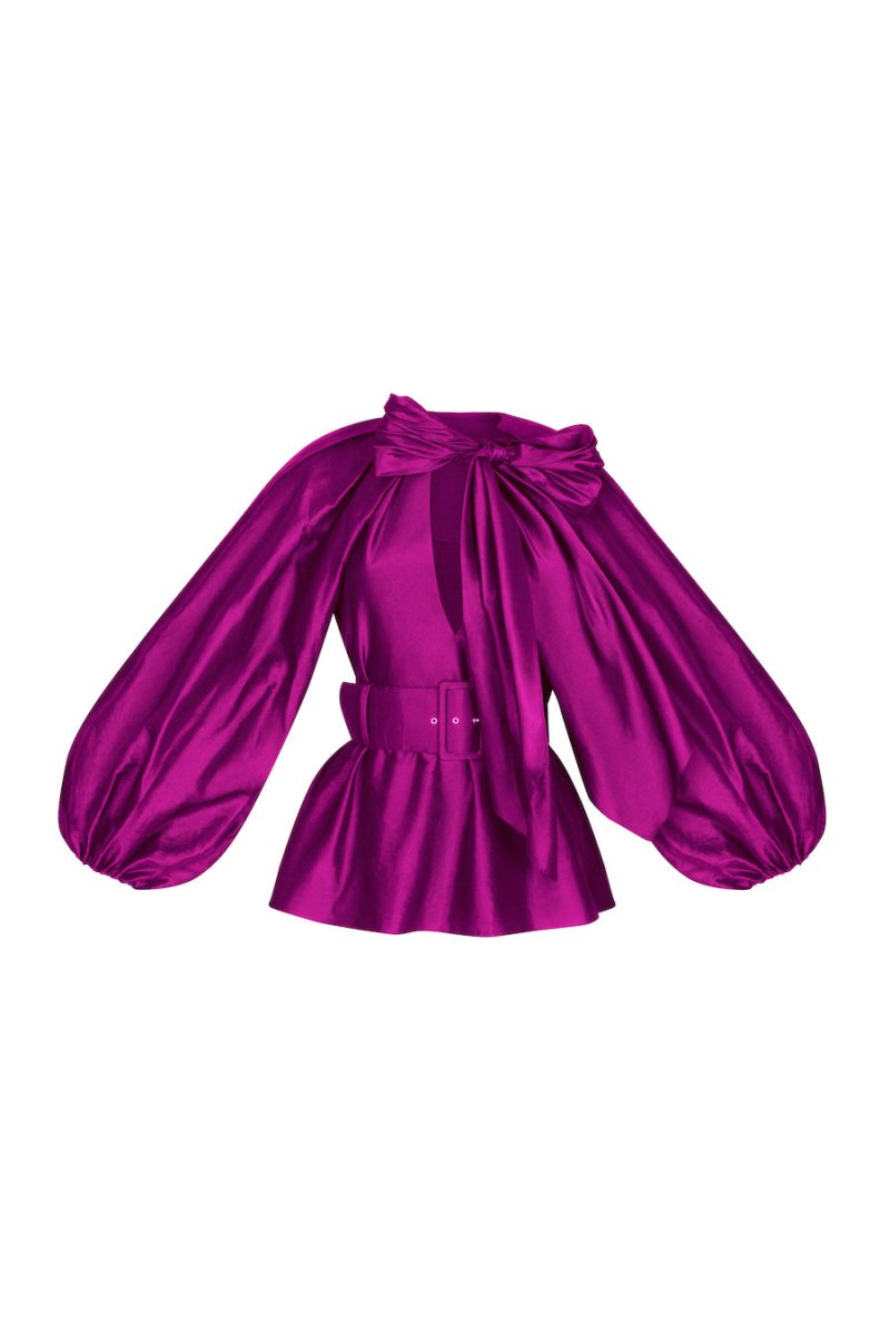 VOLUMINOUS SLEEVE BOW-EMBELLISHED BLOUSE – Rasario