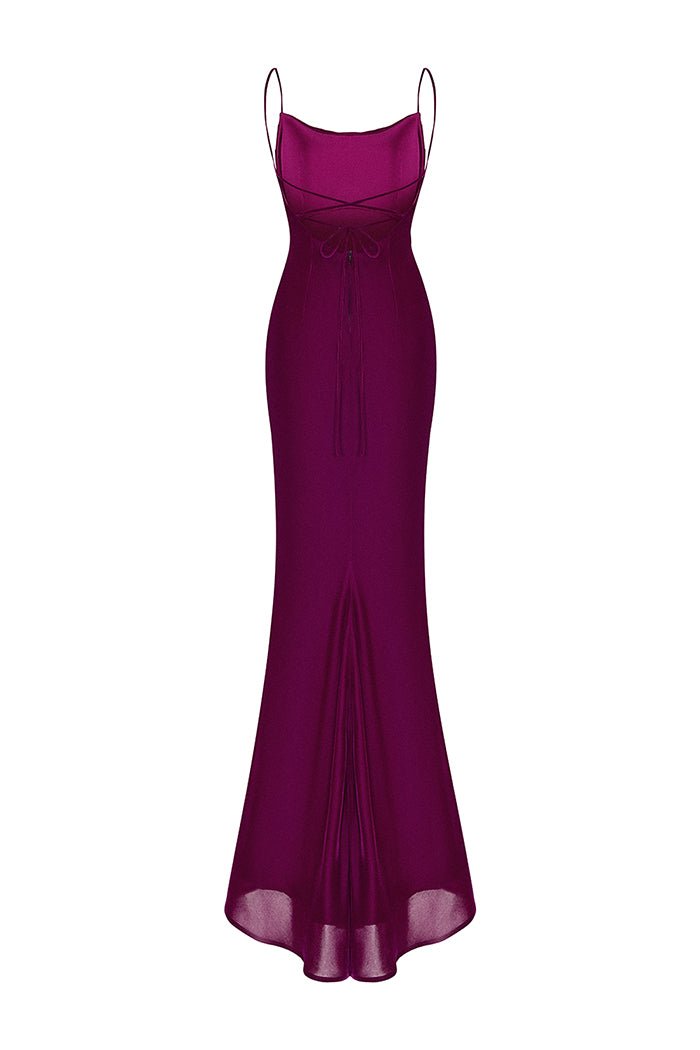Velvet draped maxi dress with an opened back – Rasario