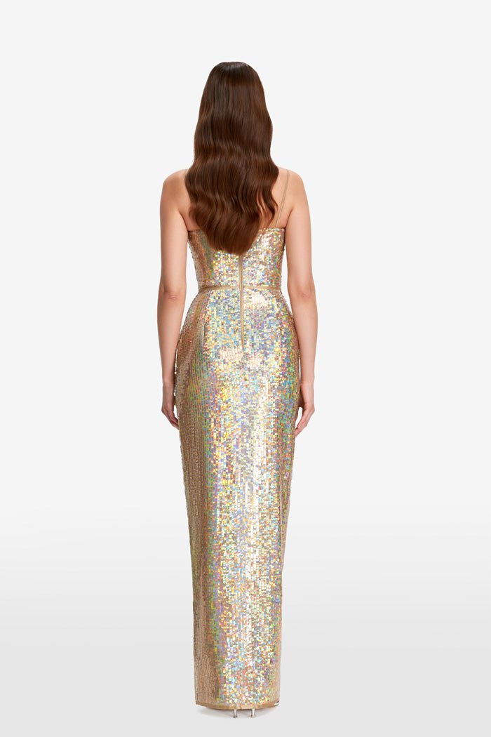 Sequined maxi dress with lacing – Rasario