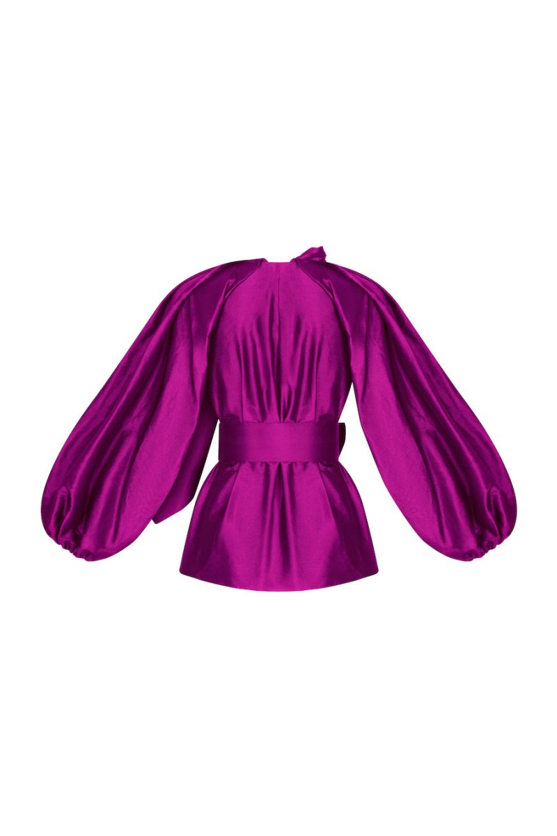 VOLUMINOUS SLEEVE BOW-EMBELLISHED BLOUSE – Rasario
