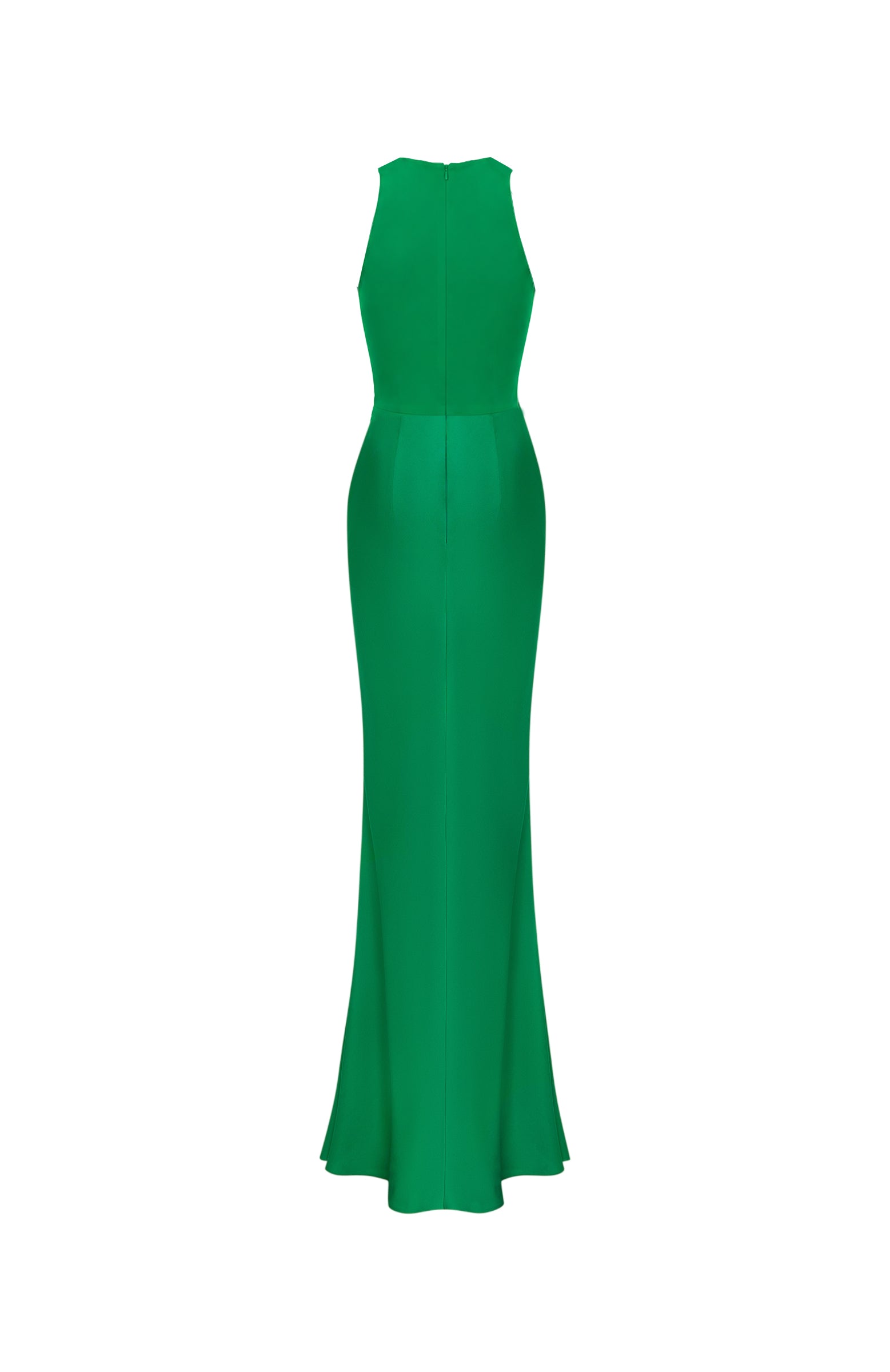 Viscose crepe maxi dress with train
