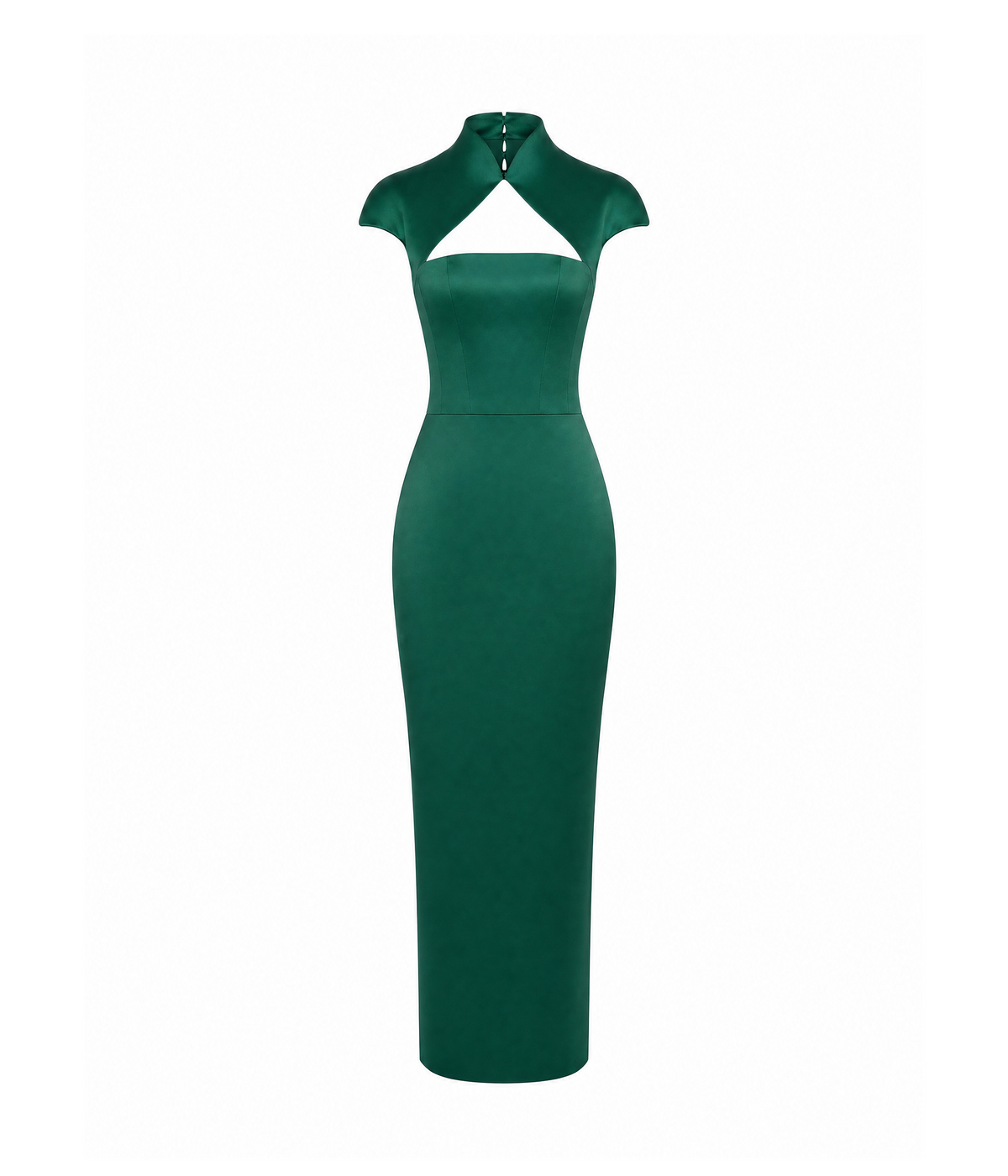 Long midi corset satin dress with a side slit