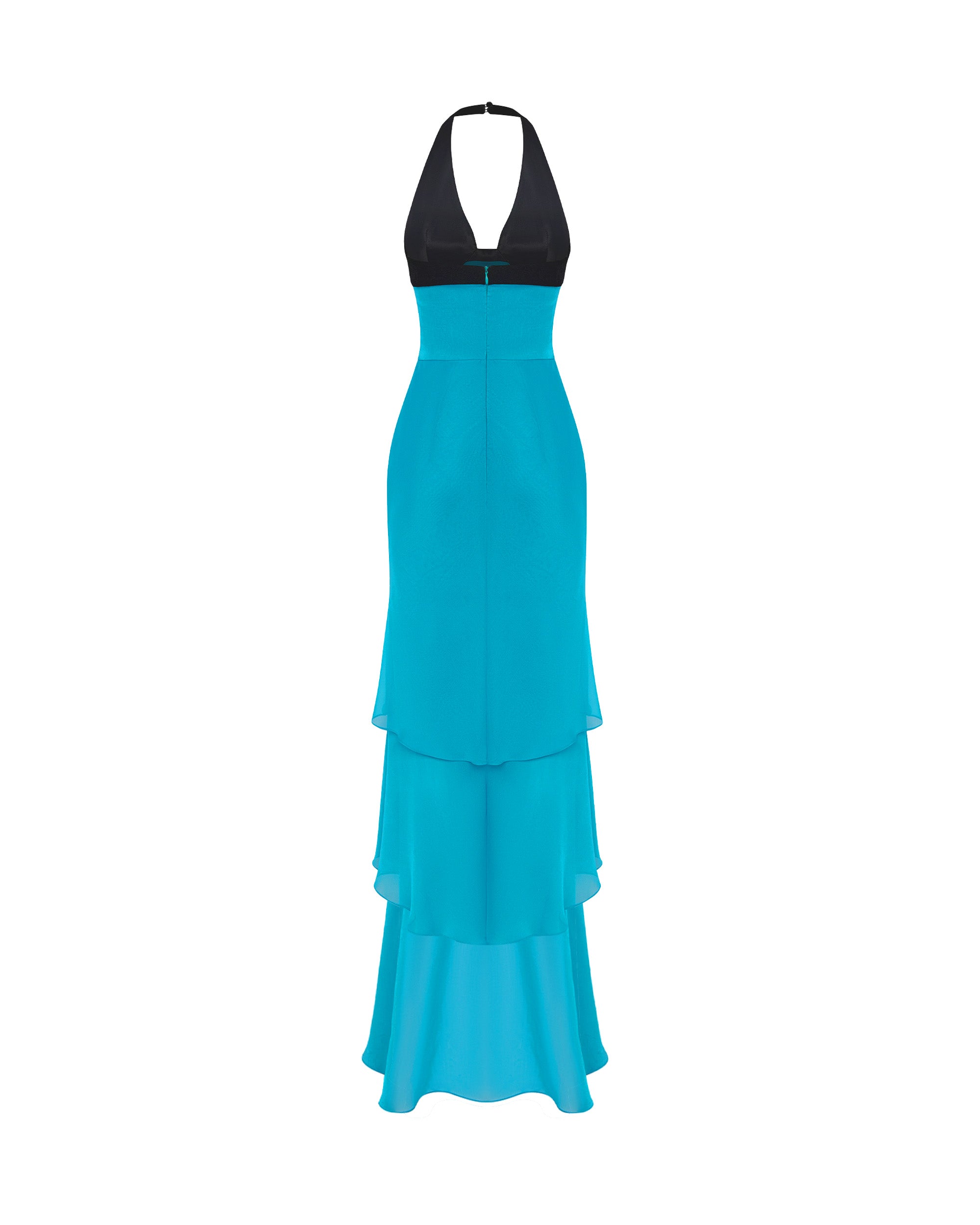 Chiffon and velvet maxi dress with a bow – Rasario