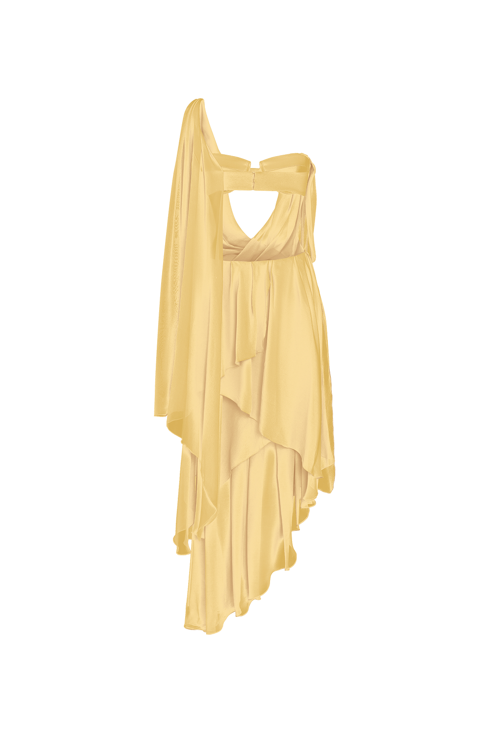 Chiffon asymmetric maxi dress with draping – Rasario