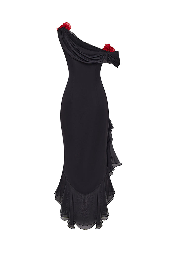 Chiffon midi dress with flowers – Rasario