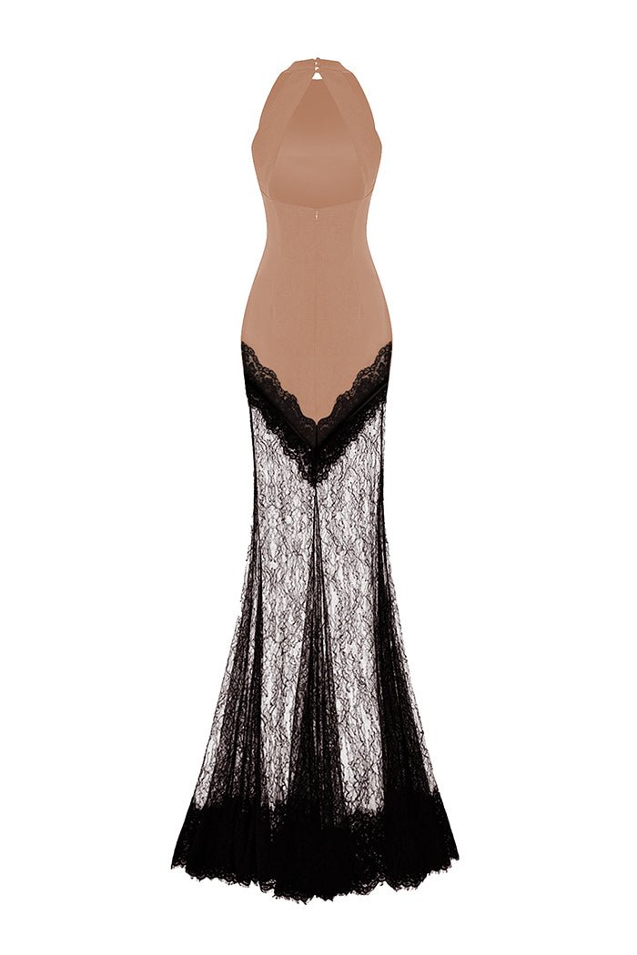 Crepe and lace maxi dress – Rasario