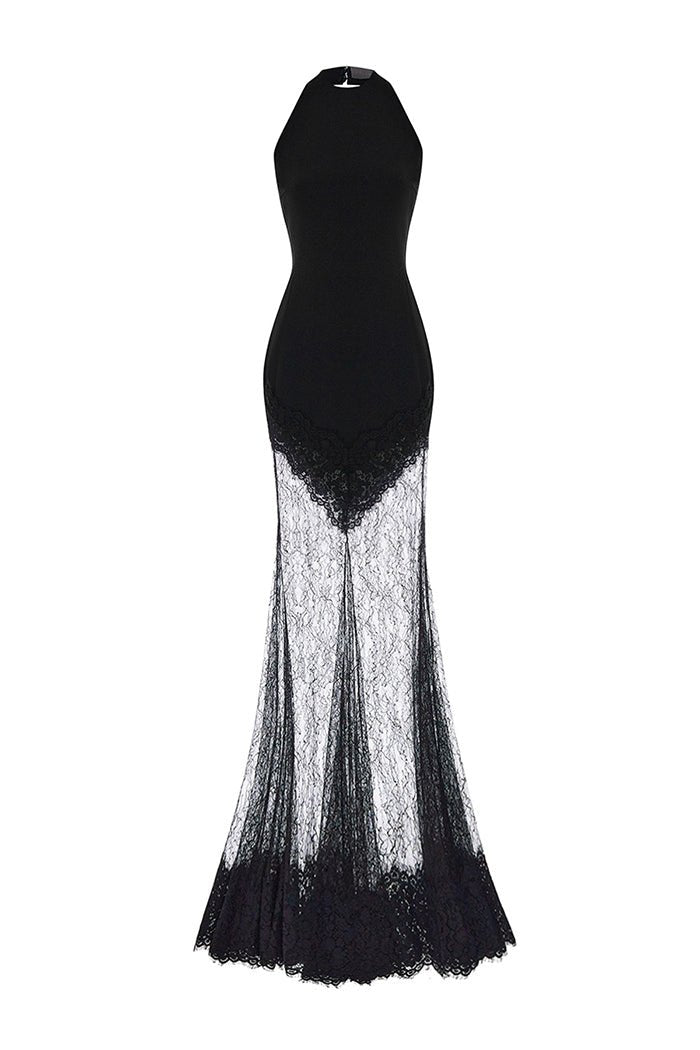 Crepe and lace maxi dress – Rasario
