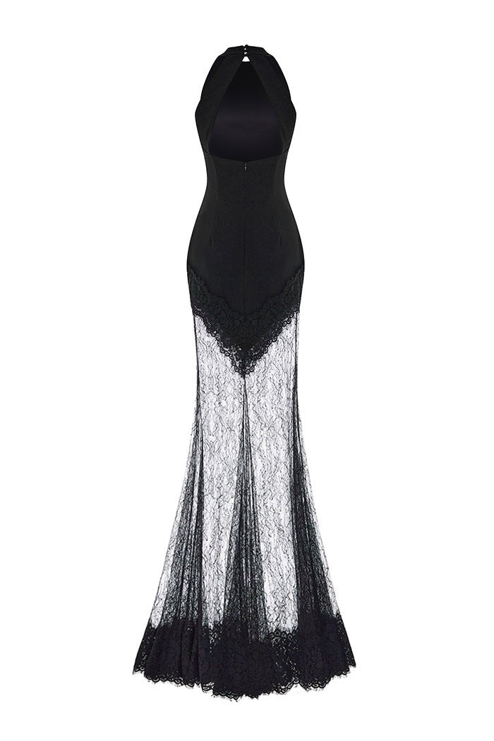 Crepe and lace maxi dress – Rasario