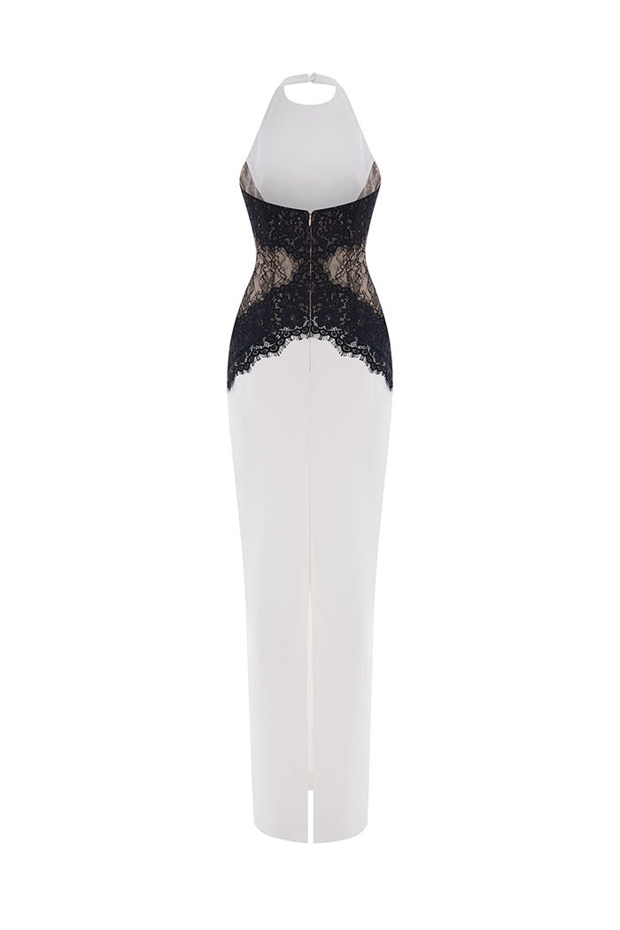 Crepe and lace maxi dress – Rasario