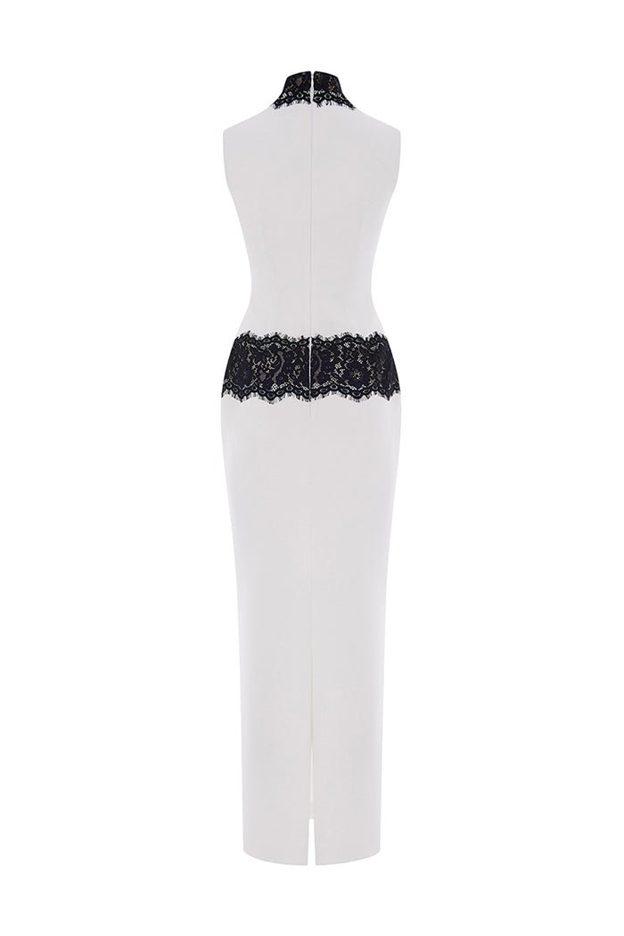 Crepe and lace maxi dress – Rasario
