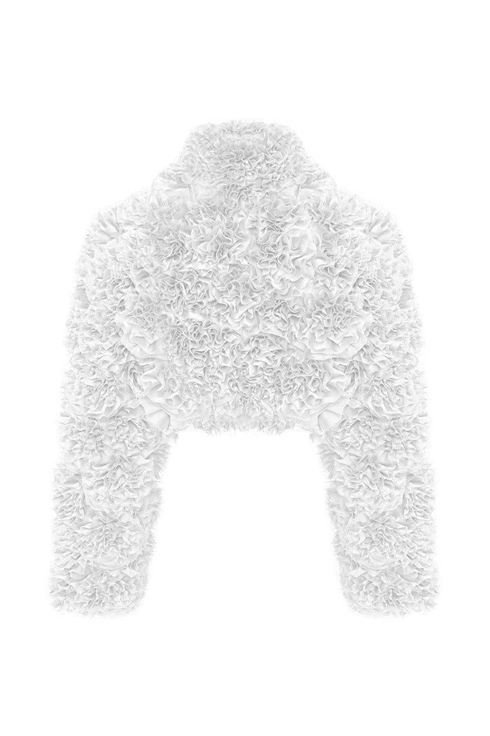 Cropped chiffon jacket with ruffles – Age group: Adults – RASARIO