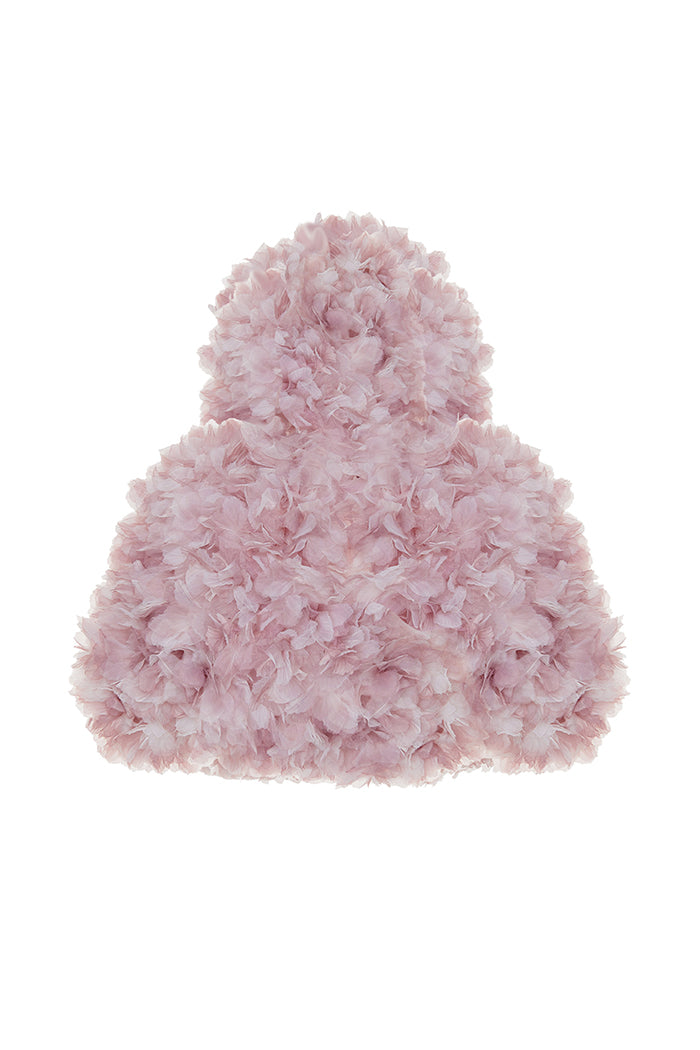 Cropped hooded cape with a floral trim – Rasario