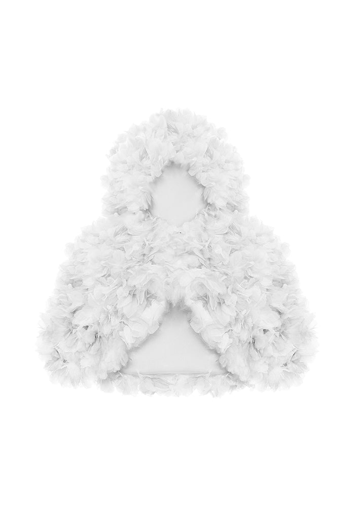 Cropped hooded cape with a floral trim – Rasario