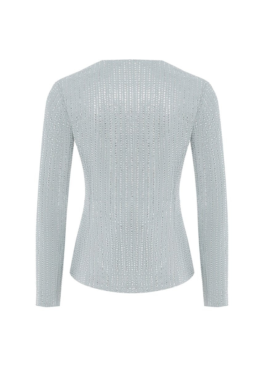 Crystal-embellished chiffon blazer with bows – Rasario