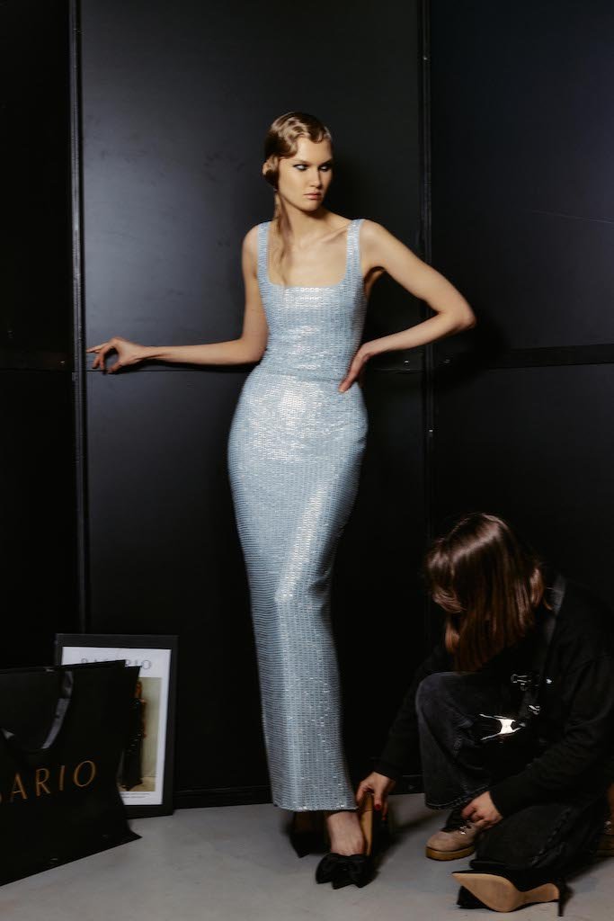 Crystal-embellished chiffon maxi dress with cutouts – Rasario