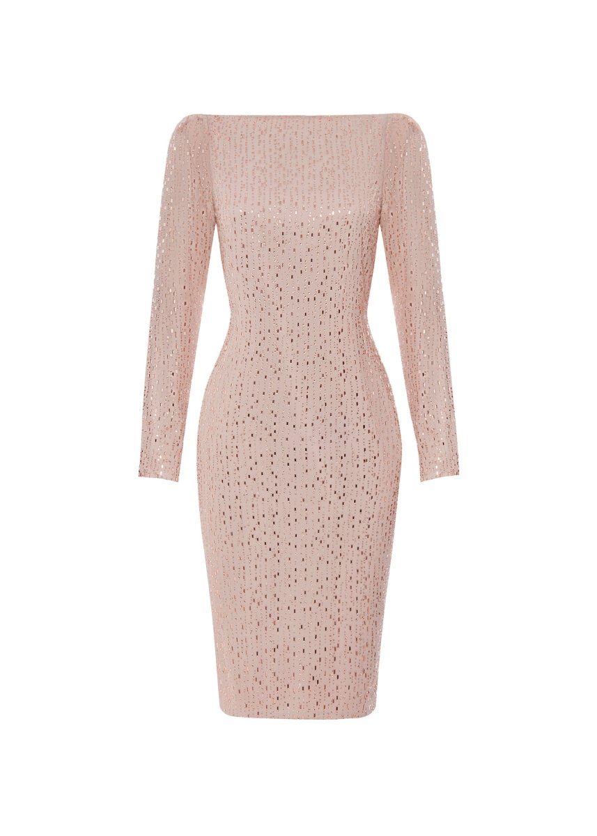 Crystal-embellished chiffon midi dress with an opened back – Rasario