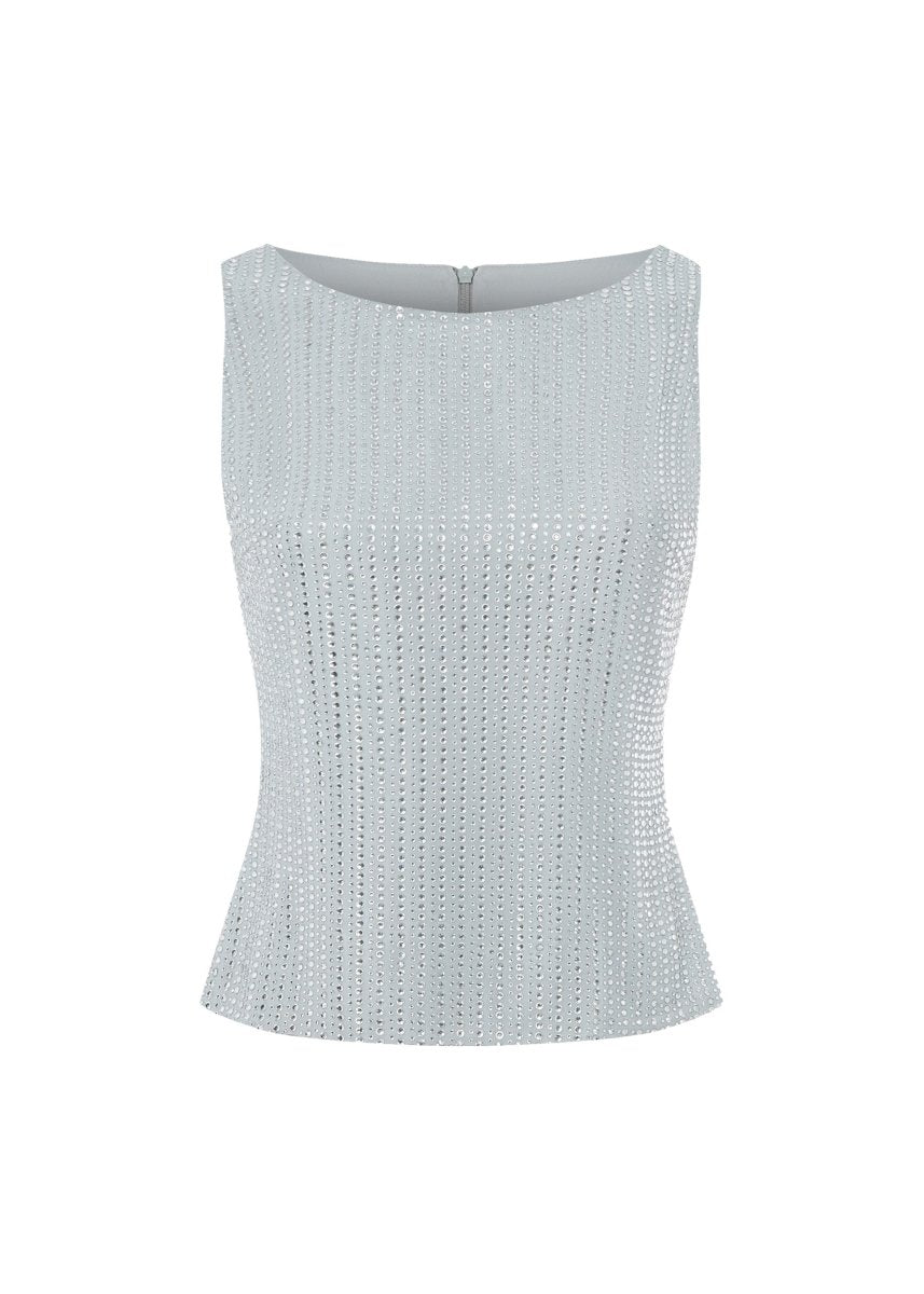 Crystal-embellished chiffon top – Rasario