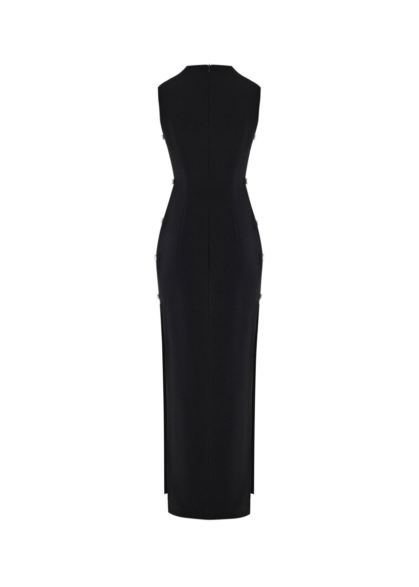 Crystal-embellished crepe midi dress with cutouts – Rasario