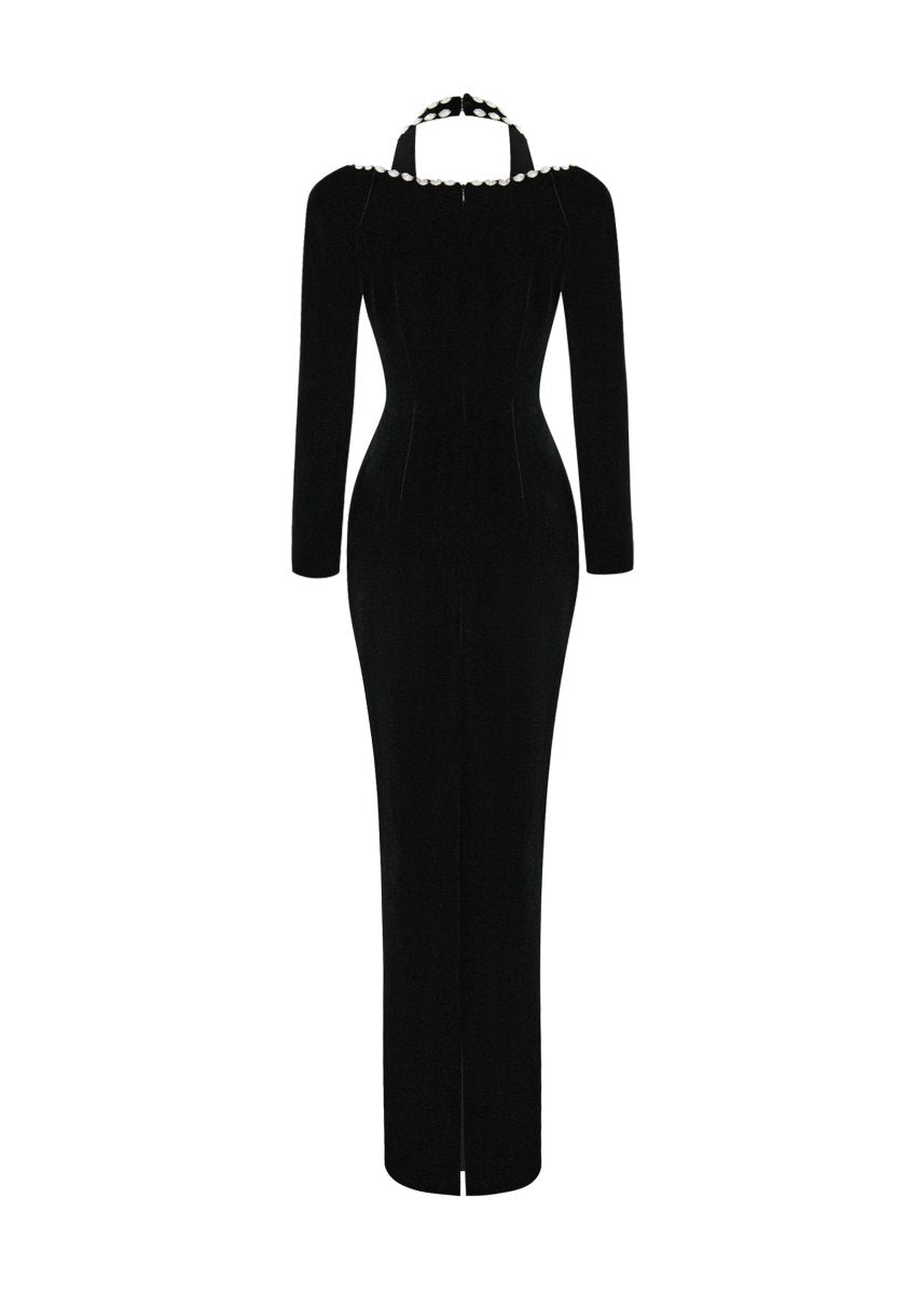 Crystal-embellished velvet maxi dress – Rasario