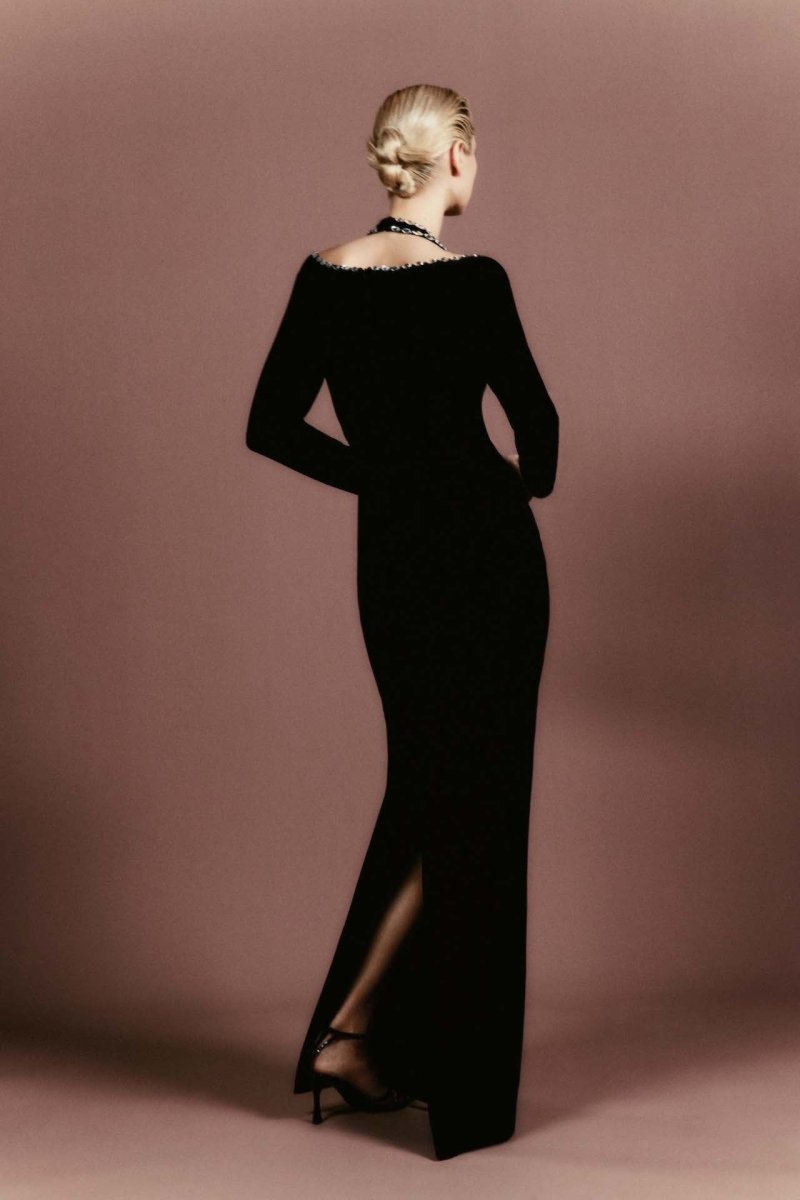 Crystal-embellished velvet maxi dress – Rasario