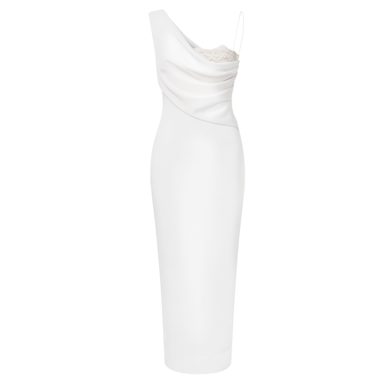 drape asymmetric midi dress in satin Victoria Beckham Satin Asymmetric Draped Midi Dress - Red