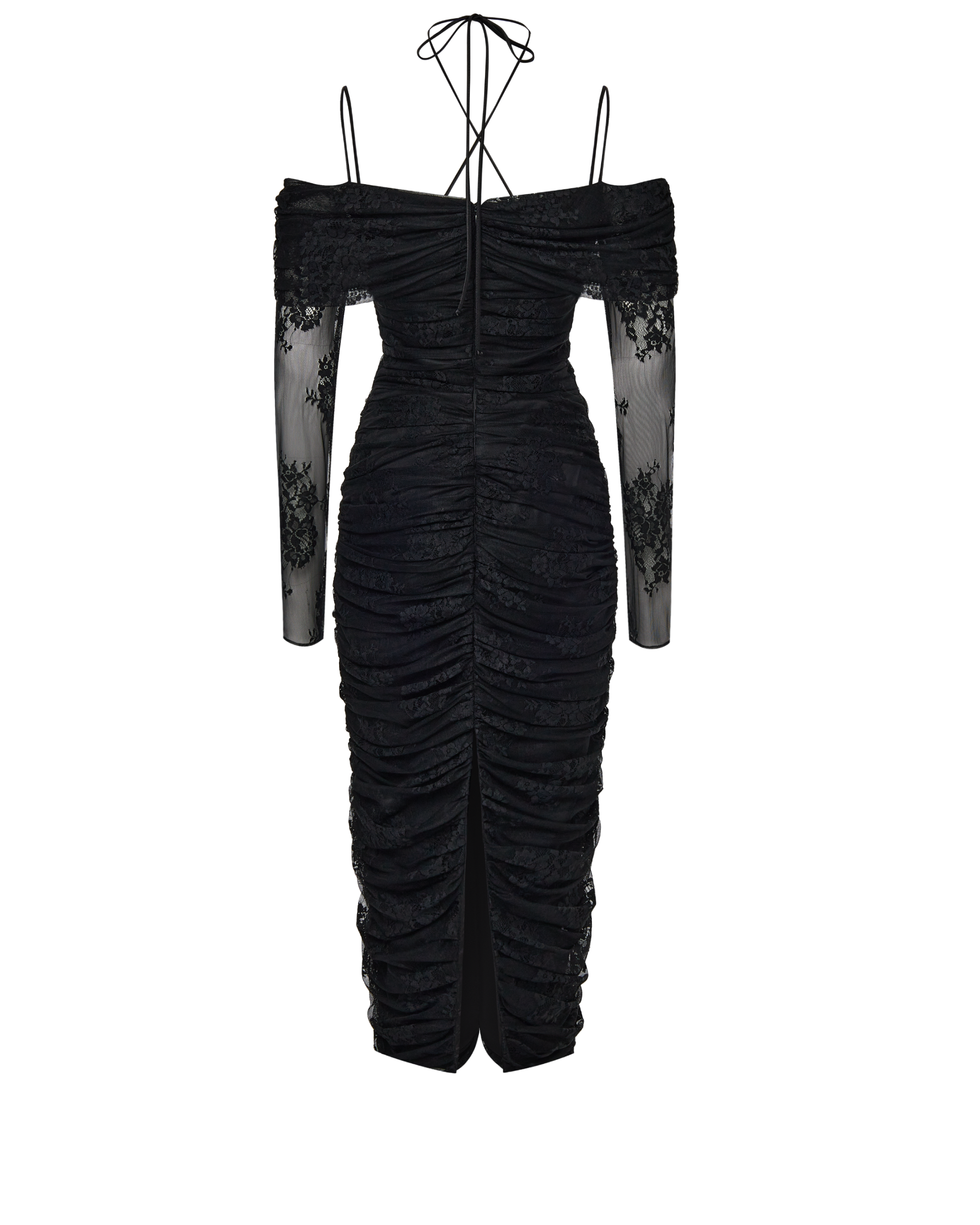 Draped off-the-shoulder lace midi dress – Rasario