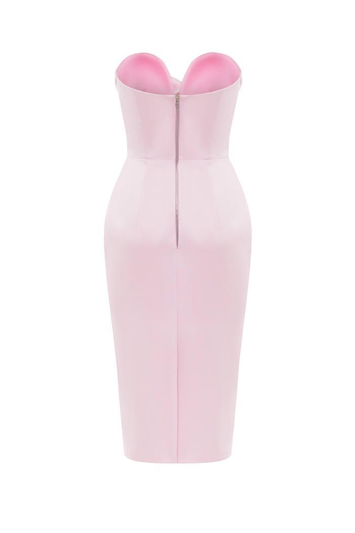 Draped satin corset midi dress – Rasario