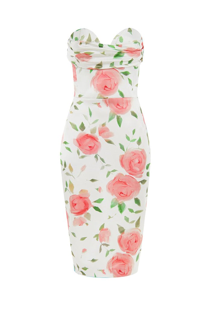 Draped satin corset midi dress – Rasario