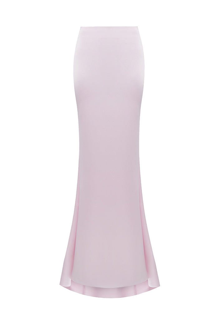 Draped satin maxi skirt with a train – Rasario