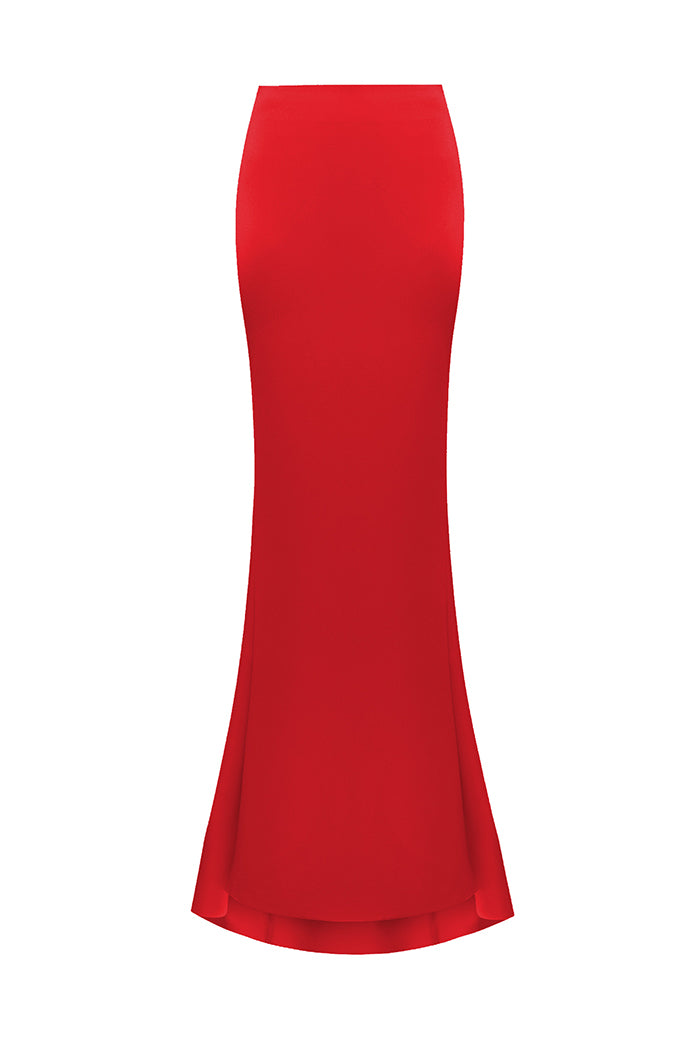 Draped satin maxi skirt with a train – Rasario