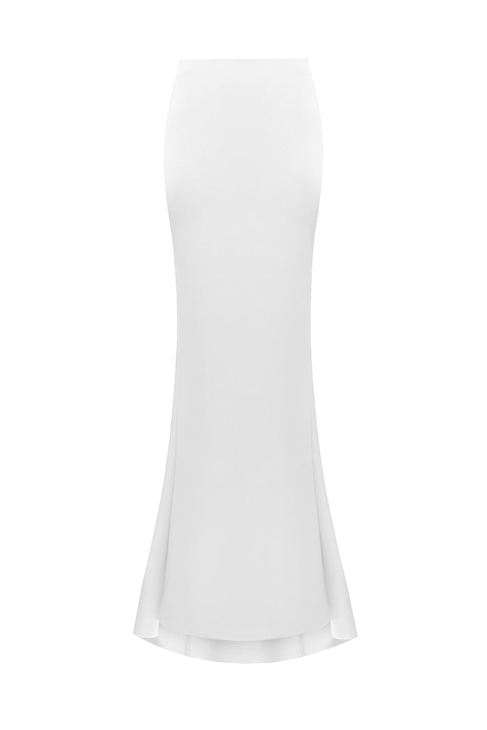 Draped satin maxi skirt with a train – Rasario