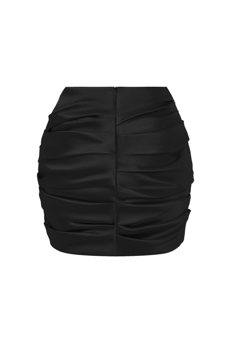 Draped satin mini skirt – Rasario