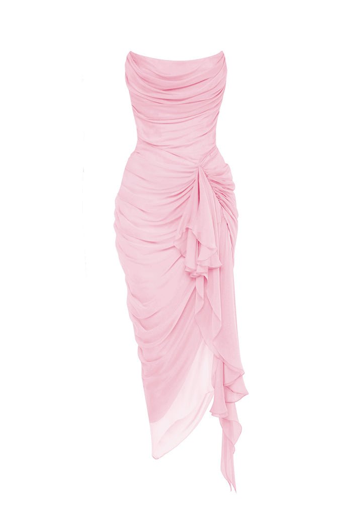 chiffon draped corset dress silk midi – Color: Light pink – RASARIO Online Boutique 42 (FR) / Light pink Guest Dresses Black Junior Flowing chiffon midi dress WH_REPLEN Size:EU 41 | US 8
