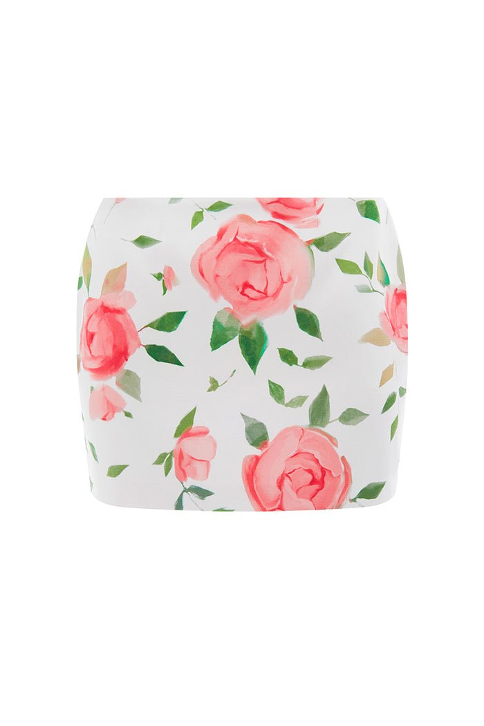 Floral printed satin mini skirt – Rasario