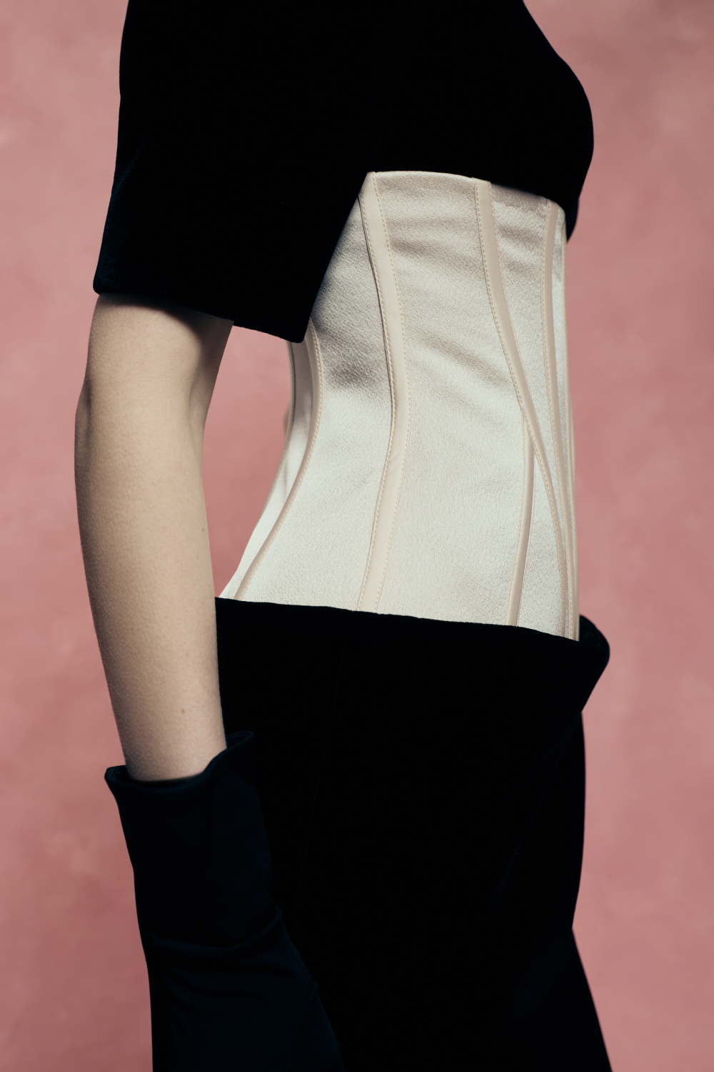 Velvet and satin corset dress
