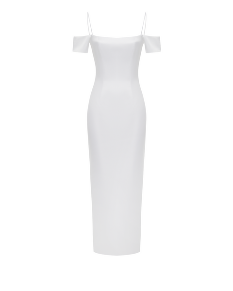 aline off shoulder dress Simple A-Line Off the Shoulder Long Sleeves White Satin Wedding Dresse