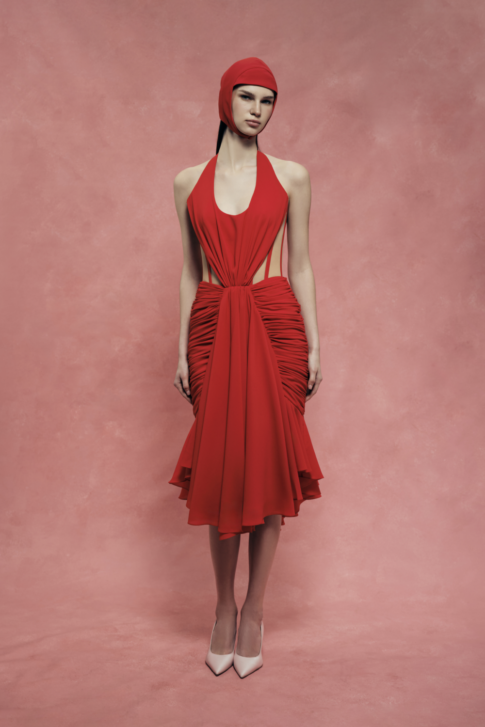Dress with draping and corset detail