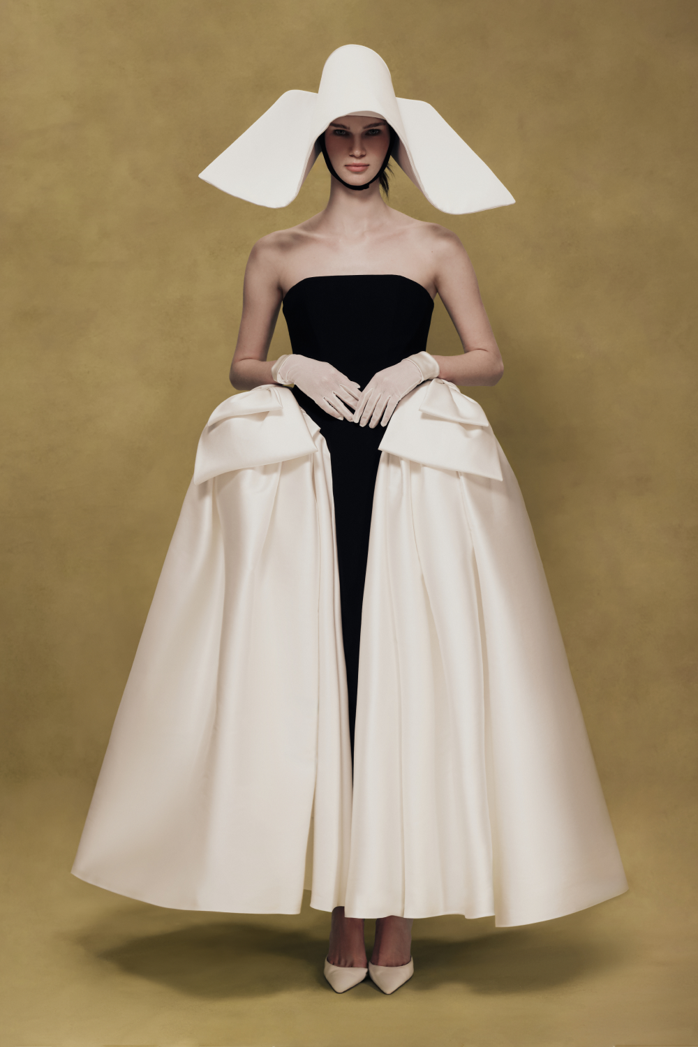 Satin Midi Dress with Sculptural Bow Details