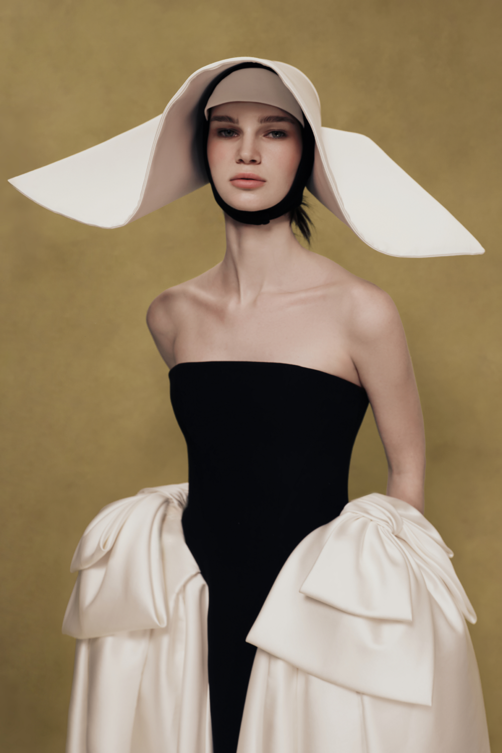 Satin Midi Dress with Sculptural Bow Details