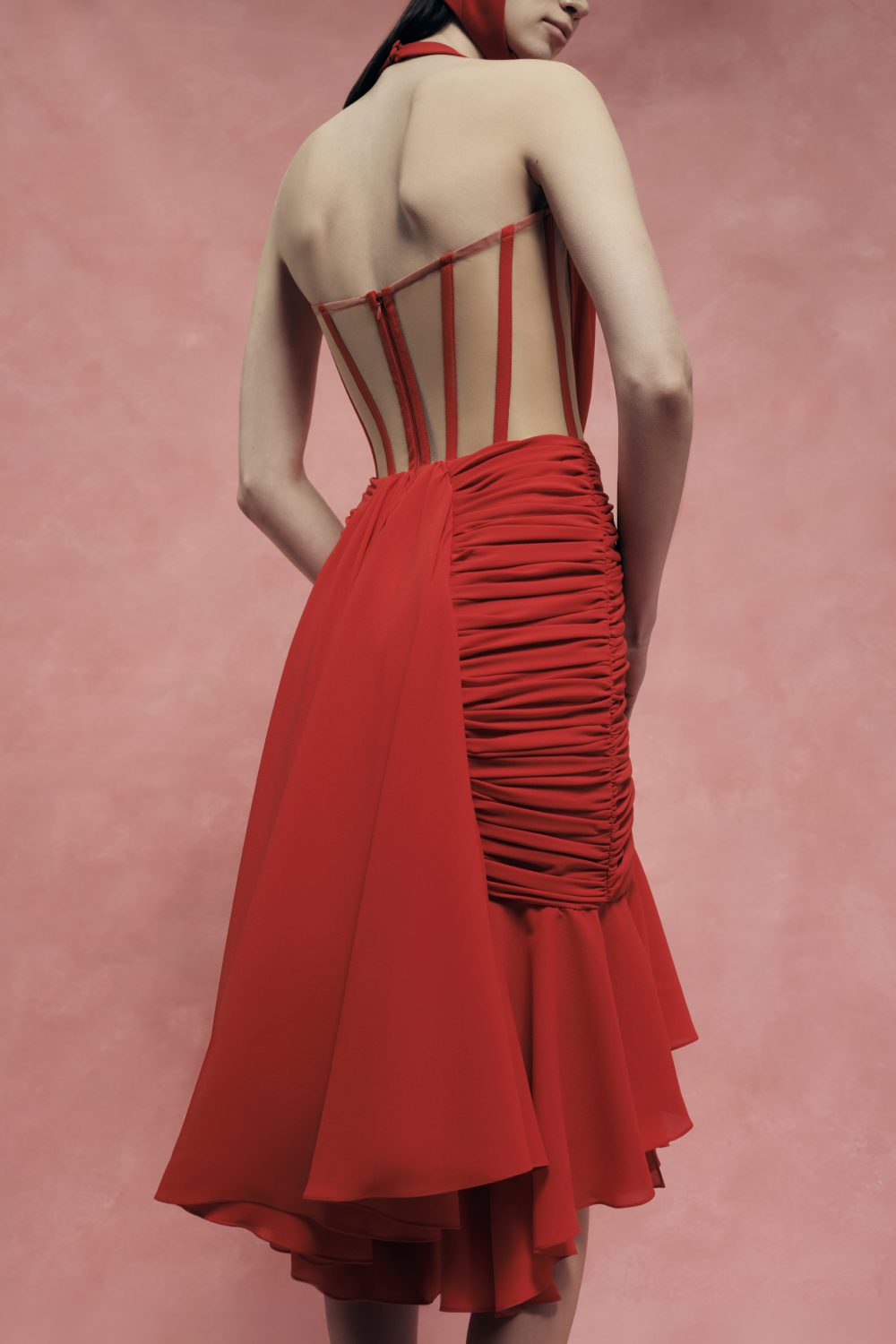 Dress with draping and corset detail