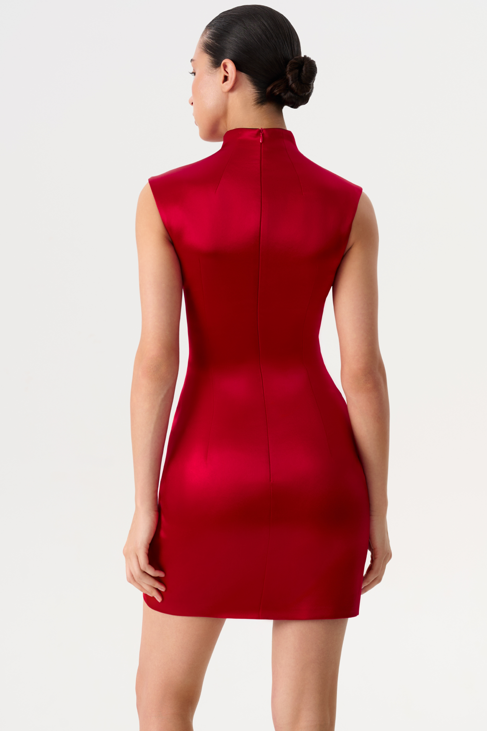 Draped satin mini dress with cutouts