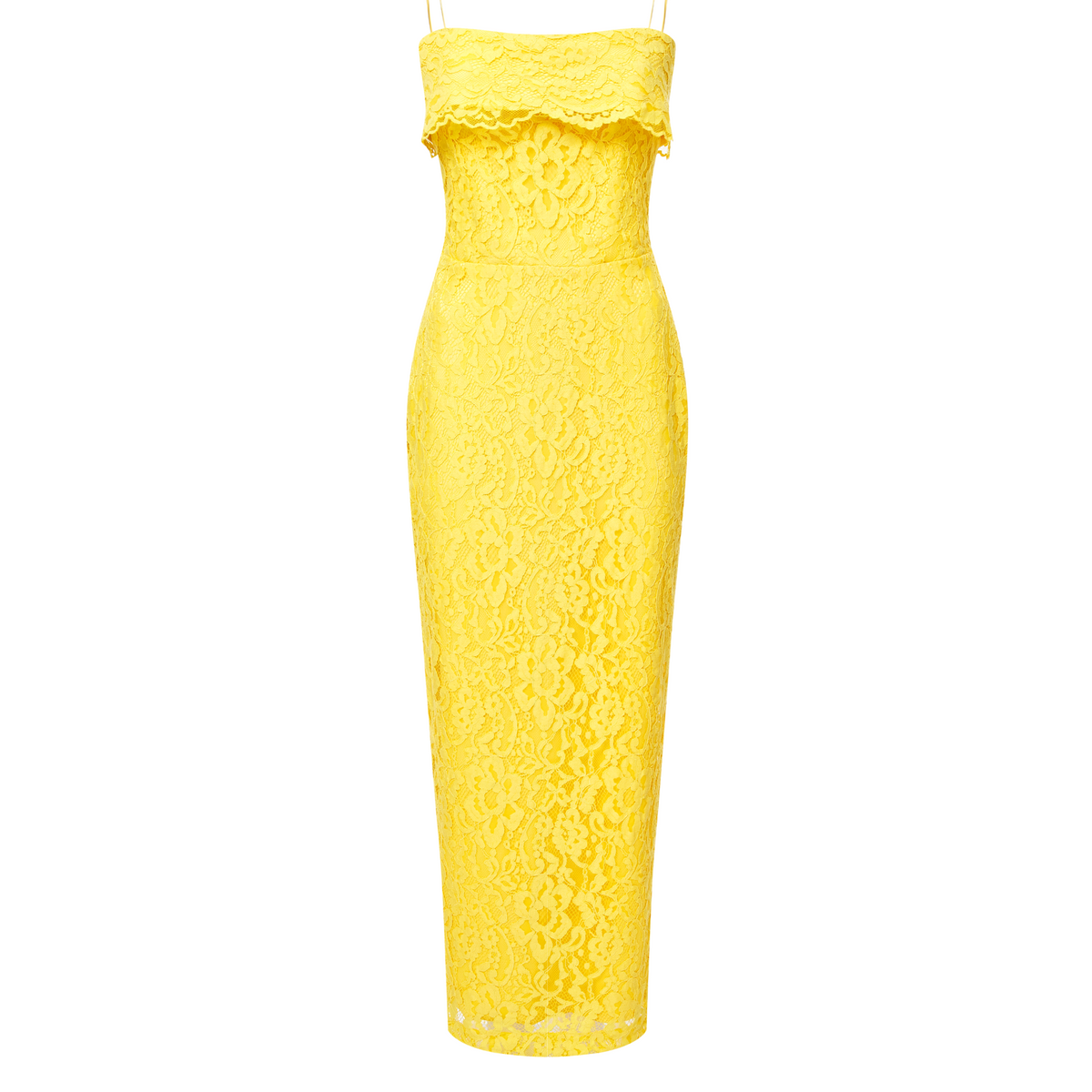 Off-the-shoulder lace long midi dress 42 (FR) / Yellow Off-the-shoulder lace long midi dress 42 (FR) / Yellow