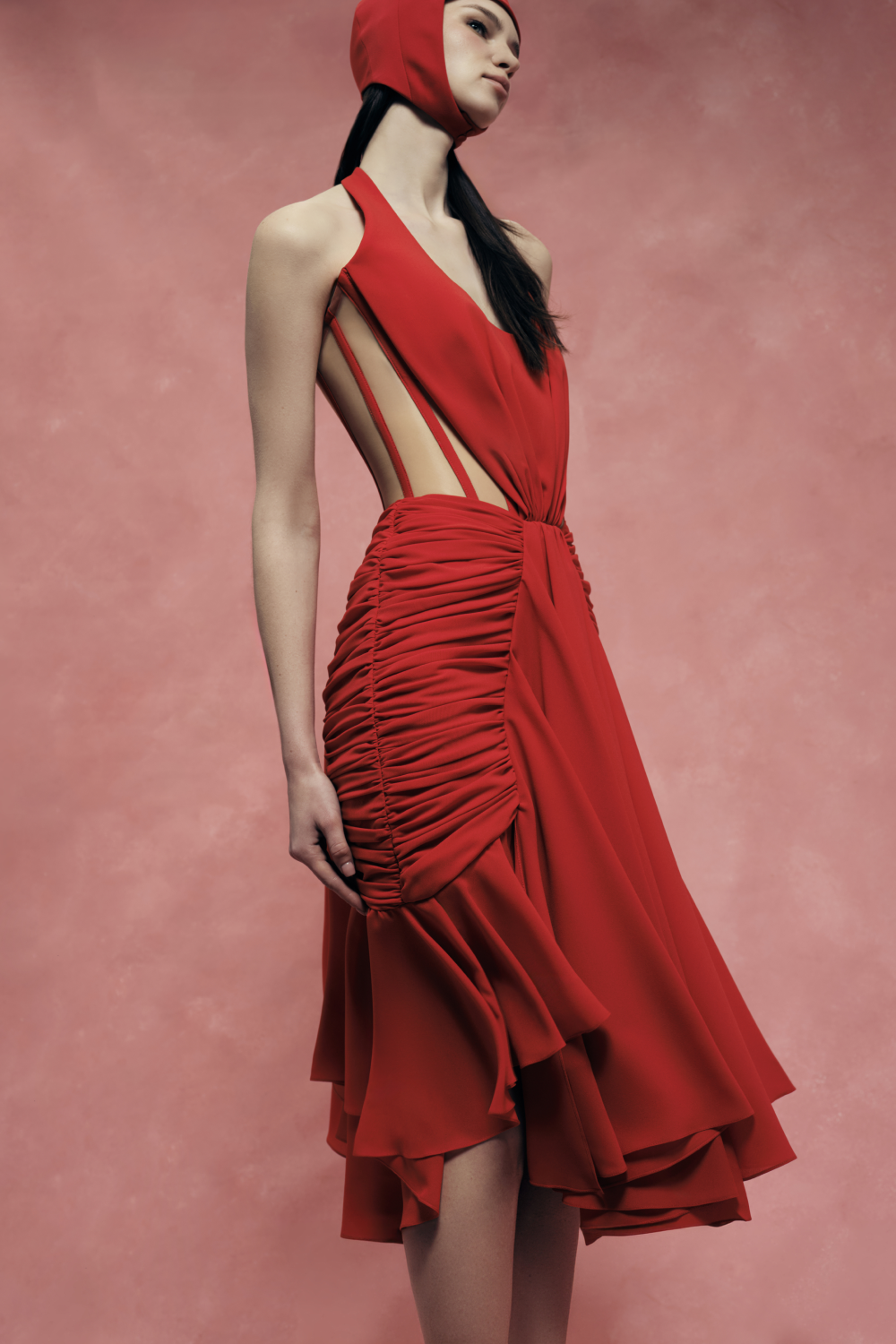 Dress with draping and corset detail