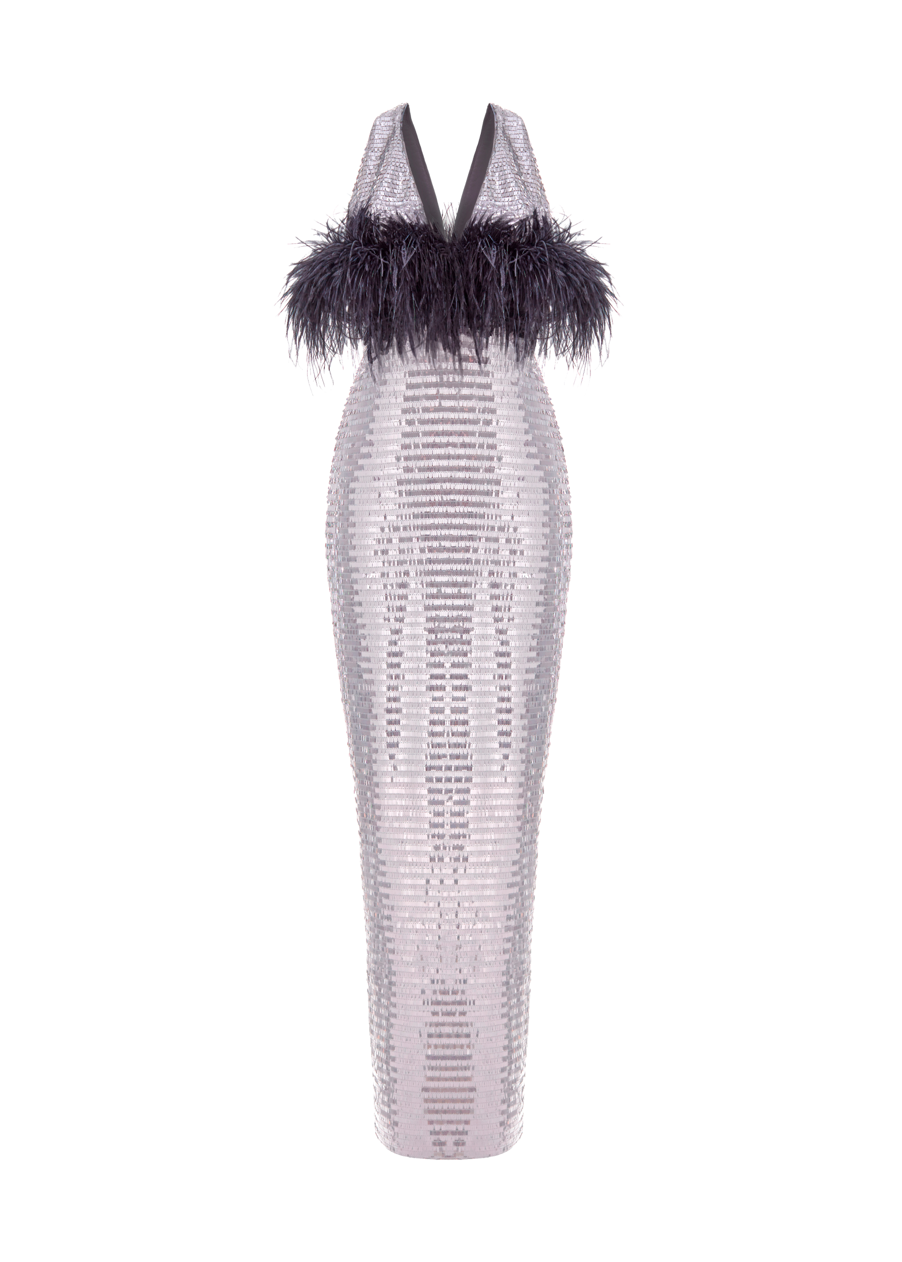 Sequined fringe maxi dress