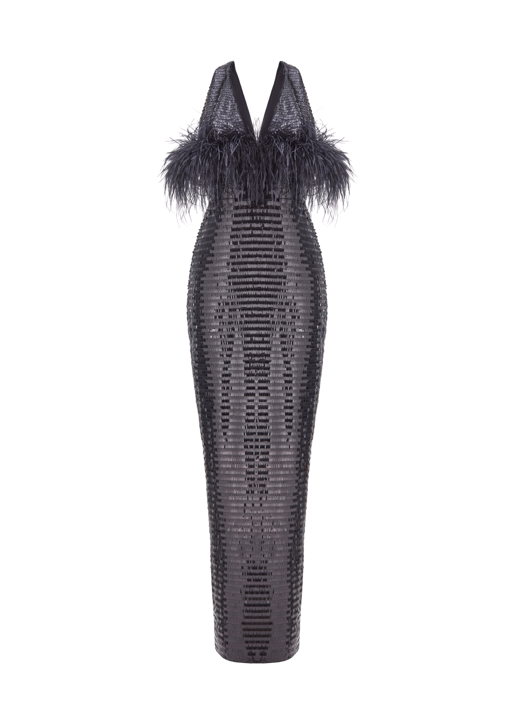 Sequined fringe maxi dress